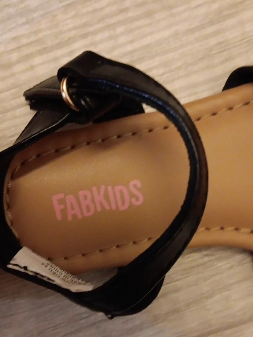 fabkids Black Strappy Girls' Sandals with Ankle Buckle